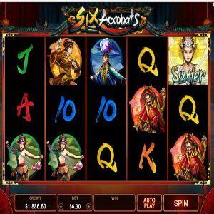 Six Acrobats online slot machine by Microgaming .